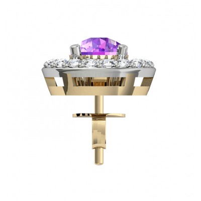 Amethyst & Diamond Cluster Earring